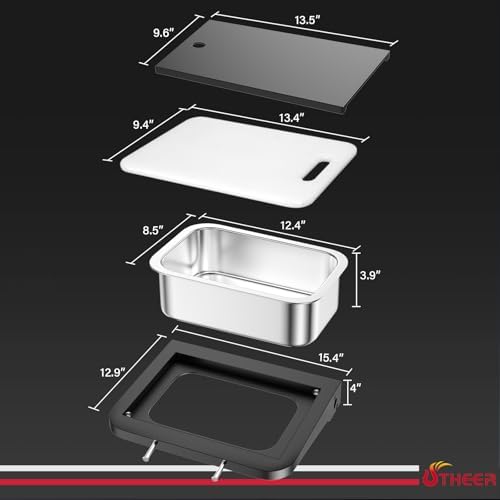 Utheer Grill Side Table Shelf for Weber Searwood 600/600XL Cut & Rinse Prep - Image 3
