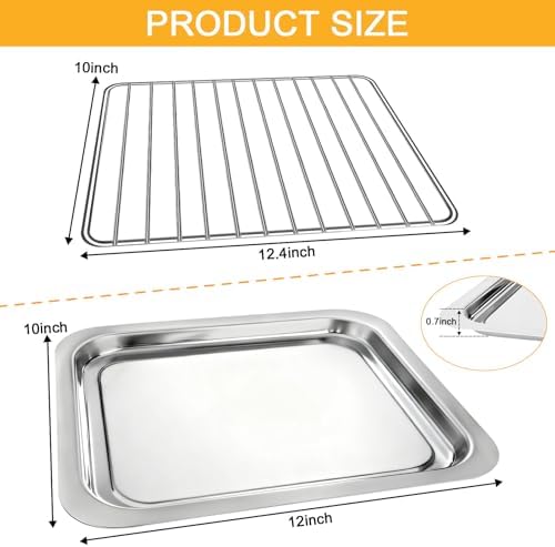 Air Fryer Replacement Parts for Emeril Lagasse Everyday 360 Air Fryer, Food-Grade Non-stick Stainless Steel Air Fryer Accessories，Including 12''×10'' Grill Pan Plate Tray and 12.4''×10'' Wire Rack - Image 2