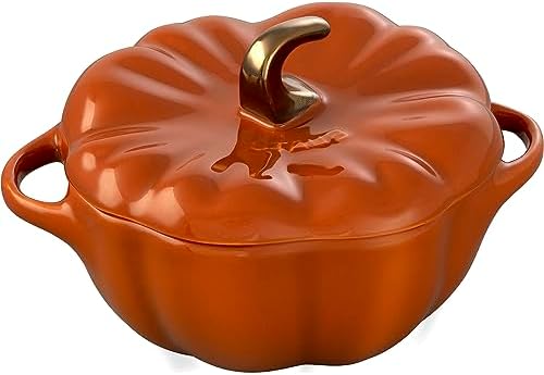 STAUB Ceramic 0.75-qt Petite Pumpkin, Oven & Stove Safe up to 572°F, Pumpkin Dish, Baking Candy Burnt Orange by Unknown