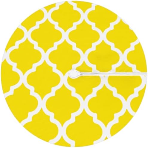 Fitted Round Tablecloth with Umbrella Hole and Zipper Yellow Moroccan Outdoor Elastic Table Cloth 45"-56" Oil-Proof Waterproof Morocco Geometric Patio Table Cover for Dining Picnic Party - Image 6