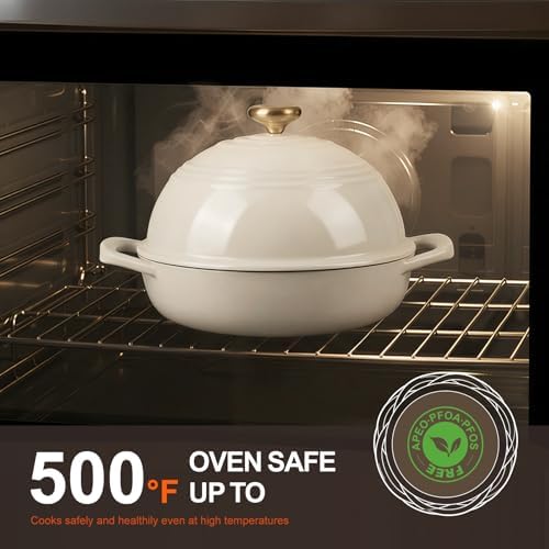 Overmont Enameled Cast Iron Dutch Oven, 6QT Bread Oven with Dome Lid Recipe - Image 3