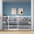 Wide Baby Gate for Stairs 85-101 Inch Pressure Mounted, Auto Close Child Baby Gates for Doorways No Drill, Walk Through Dog Gate Indoor for The House, White by Unknown