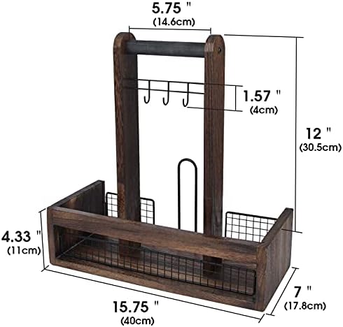 J JACKCUBE DESIGN Rustic Wood Tabletop Organizer for Outdoor Dining, Grill, BBQ Condiment, Spices, Spatula, Tong, Utensil Holder and Paper Towel Serving Caddy - MK718A (Rustic Wood) - Image 6