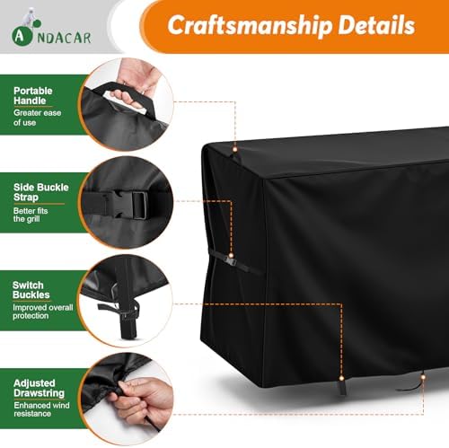 Charcoal Grill Cover for 456 SQ Pellet Grill 39x22x32in - Image 5
