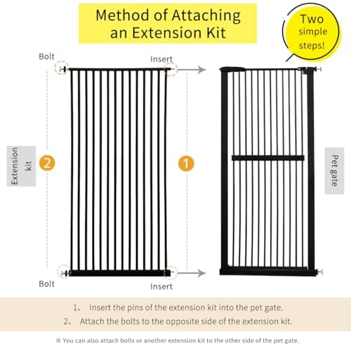 Lumizone 61.02" Extra Tall Pet Gate Extension Kit 29.17" Wide Black - Image 3