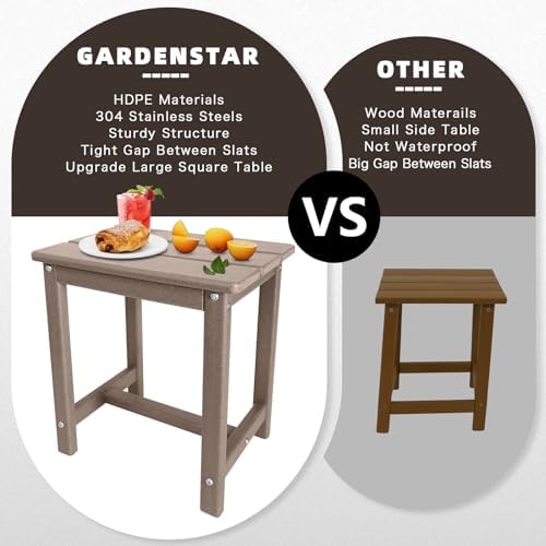 GARDENSTAR Adirondack Square Side Table,one-Tier Outdoor end Table, Patio Side Table for Pool,Porch,Backyard,Relaxing Companion (Teak) (Pack of 2) - Image 5