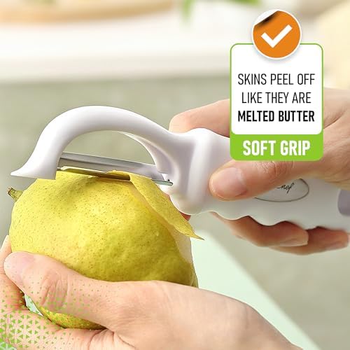 Spring Chef Swivel Potato Peeler for Kitchen with Ergonomic Handle, White - Image 6
