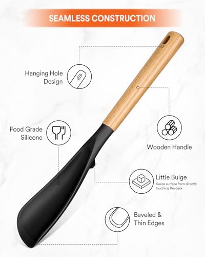 Badiano Silicone Cooking Spoon for Nonstick Cookwares, Multi-function,13.4" - Image 4