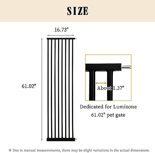 Lumizone 61.02" Extra Tall Pet Gate Extension Kit 16.73" Wide Black - Image 2