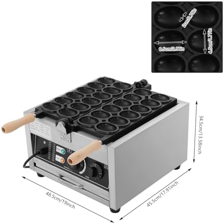 Commercial Waffle Maker, 1800W Electric Egg-Shaped Waffle Machine, Stainless Steel Waffle Iron Baker with Non-Stick Coating, 122-572℉ Temperature Adjustable, for Restaurant, Snack Bar - Image 2