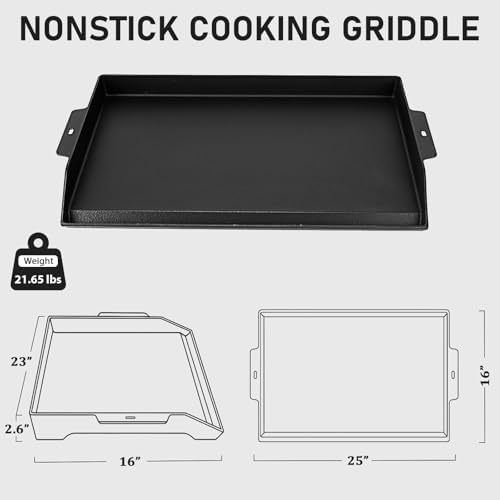 Utheer 25" x 16" Cast Iron Griddle for Gas Grill, Stove Top, Flat Top Pan - Image 2
