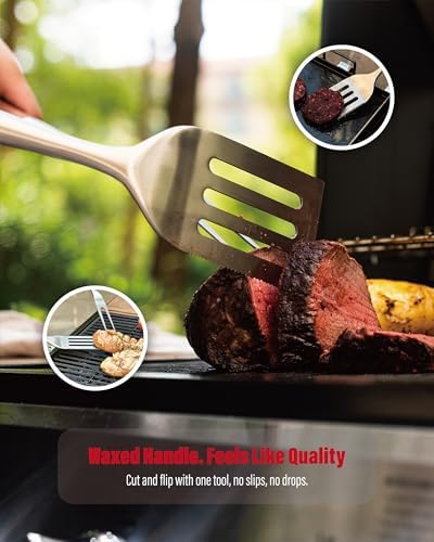 Heavy-Duty ​Panga-Panga​ BBQ Grilling Tools Set. Extra Thick Stainless Steel Multi-Function Spatula, Fork & Tongs | Essential Accessories for Barbecue & Grill. Ideal Gift for Father - Image 5