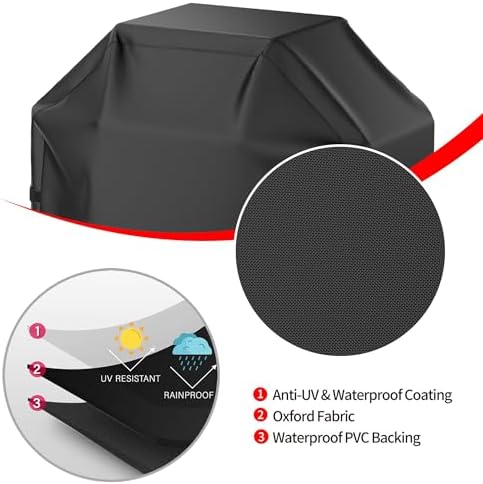 BBQ Grill Cover, Waterproof, Weather Resistant, Rip-Proof, Anti-UV, Fade Resistant, with Hook-and-Loop Straps, Gas Grill Cover for Most Grills, 55 inch, Black - Image 3