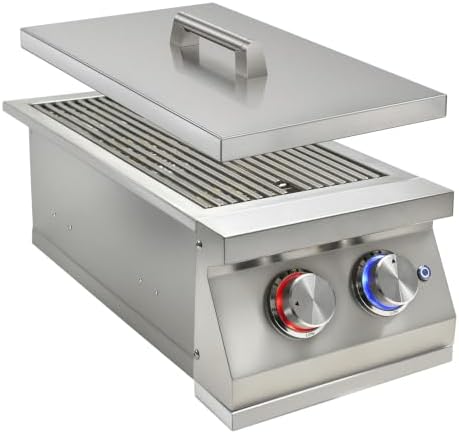 Double Side Burner for Outdoor Kitchen, 2 × 17,000 BTU Natural Gas Burners by Qualipo