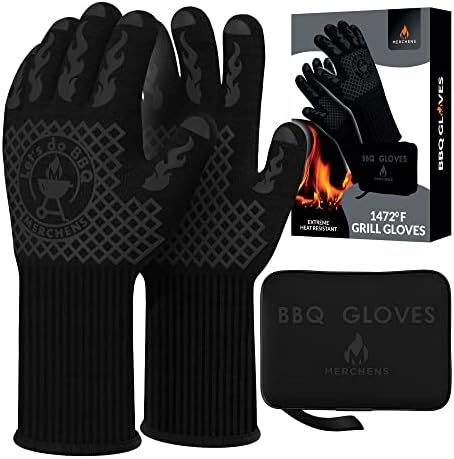 BBQ Grill & Oven Gloves 1472°F Heat Resistant | Storage Case & Gift Box by MMERCHENS