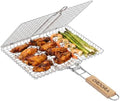 ORDORA Shallow Grill Basket, Fish Grill Basket, Rustproof Stainless Steel BBQ Folding Portable Grilling Rack for Meat, Steak,Vegetables, Grill Accessories by ORDORA