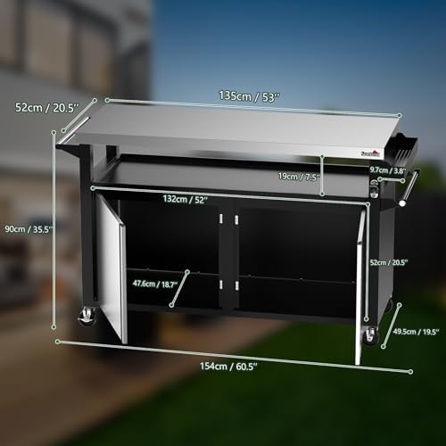 Stanbroil BBQ Grill Cart with Stainless Steel Table Top for Outdoor Indoor - Image 3