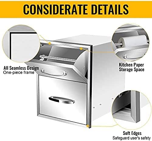 AHLOKI Stainless Steel with Chrome Handle BBQ Island Drawers for Outdoor Kitchen Or Grill Station,16Wx20Dx20H - Image 5