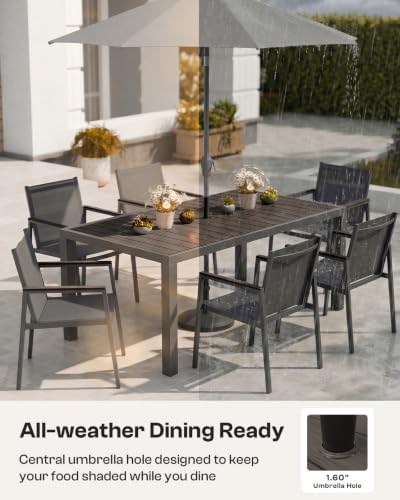 Outdoor Dining Set for 4, Aluminum Patio Table and Chairs Set, 5-Piece All Weather Patio Dining Furniture Set with Umbrella Hole for Backyard, Deck, Poolside (Charcoal) - Image 5