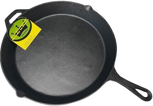 King Kooker 20-inch Oversized Seasoned Cast Iron Skillet Heavy Duty Pan Ideal for Gas Grill, Oven, Campfire Use by KingKooker