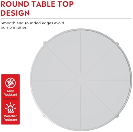 Costaelm Patio Table for 4-Person, Outdoor Patio PP Round Dining Table, All-Weather Bistro Dining Table for Backyard Deck Porch Poolside, Gray - Image 4
