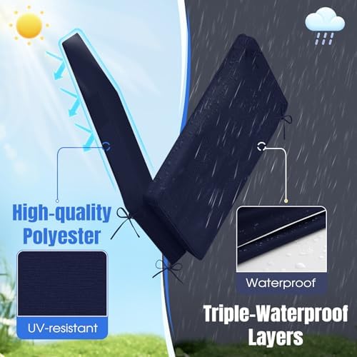 Basic Beyond Chaise Lounge Cushions Outdoor, 3-Layer Waterproof Outdoor Furniture Cushions with Removable Cover and 4 Ties, 72"x21"x3" Patio Lounge Chair Cushions for Outdoor Furniture, Navy - Image 2