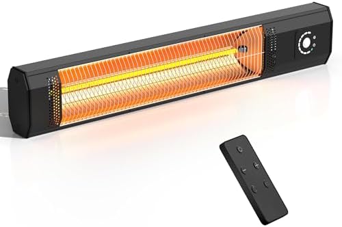 2S Fast Heating Infrared Outdoor Heater, 9 Heating Levels Electric Patio Heater with Motion Sensor, 34 In 9H Timer Wall Mounted Garage Heaters, for Porch, Gazebo, Workshop and Indoor by HAIMMY