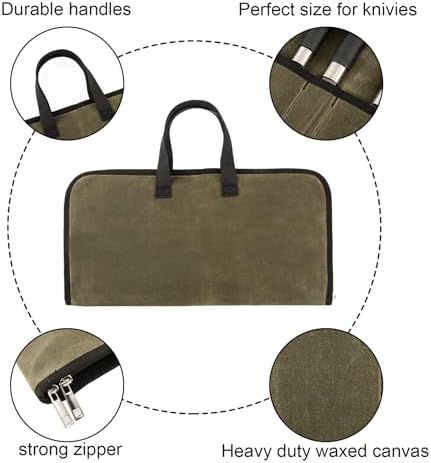 7 Slots Chefs Knife Roll Bag Cutlery Storage Case Men Army Green - Image 2