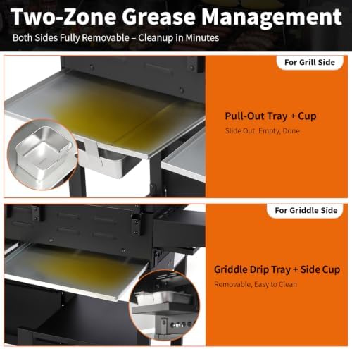 Gas Grill and Griddle Combo with Side Burner, Flat Top Grill - Image 7