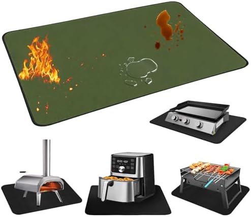 Heat Resistant Mats for Countertop and Grill Table, Fireproof Grill Mats for Outdoor Grill, Under Griddle BBQ Mat, Portable Charcoal Grill, Air Fryer, Gas Grill,Green,20 x 25 inch by Unknown
