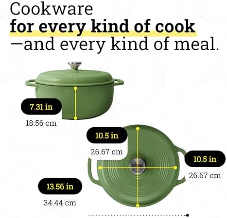 Lodge Essential Enamel Cast Iron Dutch Oven, 6 Quart, Spruce - Image 6