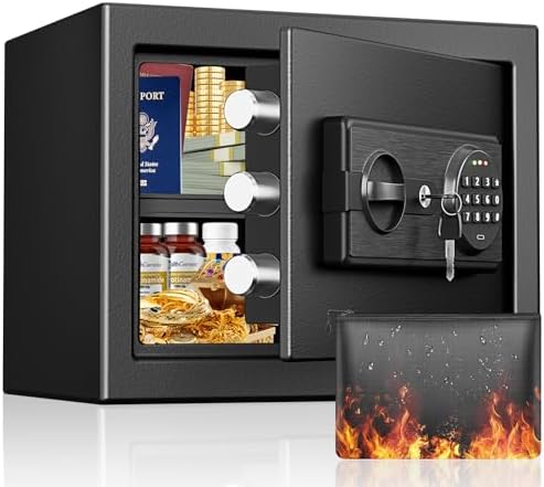 1.2 Cu Ft Small Safe Box for Home with Digital Keypad and Key Lock by HOME