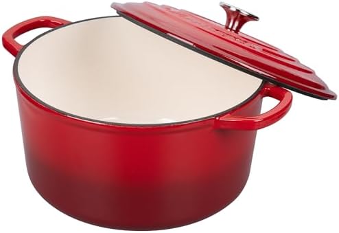 VORRINGARD Enameled Cast Iron Dutch Oven Pot with Lid, for Sourdough Bread Baking, Round Dutch Ovens, 6 Quart, Red - Image 4