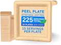 Peel Plate [15-Pack] 225 Servings Total - Large 9.5in X 9.5in Multi-Use Reusable Paper Plates 90% Less Waste For Home or On-The-Go Mealtime & Snacktime, 15 Count by Unknown