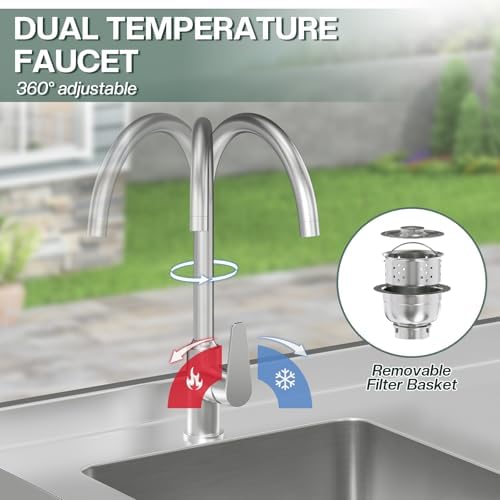 Jocisland 48-Inch Stainless Steel Utility Sink Cabinet with Faucet - Image 7
