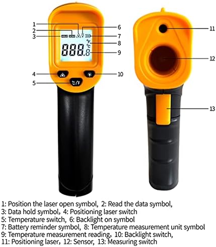 Digital Infrared Thermometer gun for cooking,BBQ,Pizza oven,Ir Thermometer with Backlight,-58℉~932℉(-50℃~500℃) Handheld Non Contact Heat Laser Temperature Gun (Not for Human) - Image 6