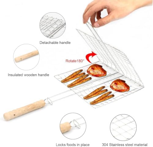1Pcs Portable BBQ Grill Basket Long with Long Handle - Image 3