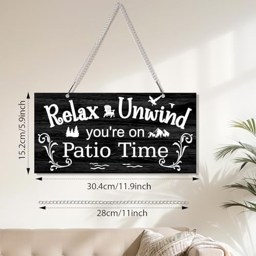 Hotop Metal Patio Sign Vintage Wall Decor for Outdoor, 12 x 6", Black - Image 2