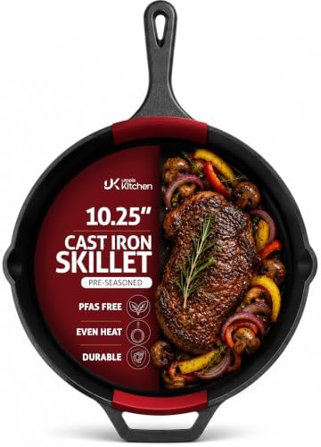 Utopia Kitchen Cast Iron Skillet 10.25 Inch Pre-Seasoned PFAS-Free Black by UTOPIAKITCHEN