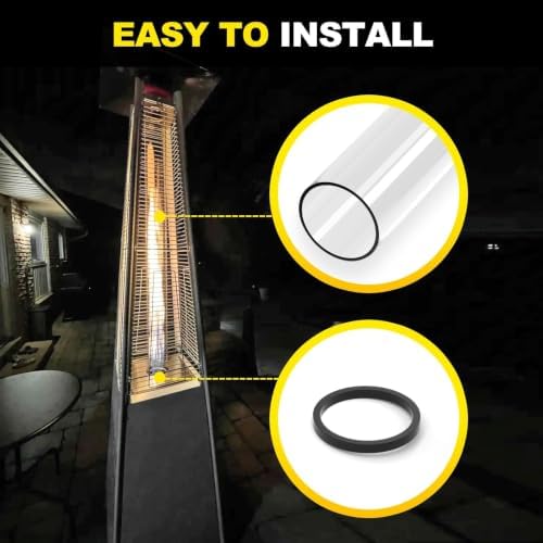 Patio Heater Glass Tube Replacement 49.5″ Tall 4″ Diameter with Rubber Ring - Image 5