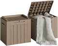 Devoko 30 Gallon Resin Deck Box 2 Pack Outdoor Indoor Waterproof Storage Box for Patio Furniture Pool Accessories Storage for Cushion Garden Tools (Light Brown, 2 Pack) by DEVOKO