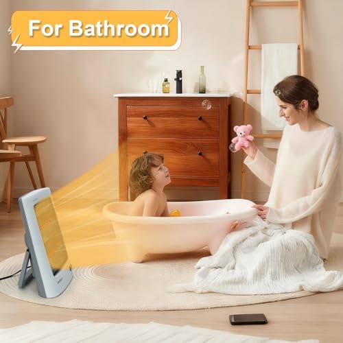 Infrared Heater, Portable Electric Heater, Space Heater for Indoor Use, Radiant Heat for Home Office, Two Heat Settings with Foldable Holder, Overheat and Tip-over Protection - Image 6