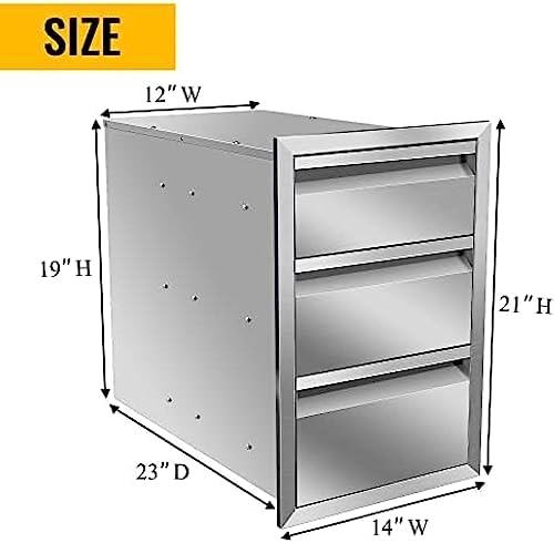 Pull Out Trash Drawer, Lower Sliding Rails Stainless Steel Roll Out Trash Bin Pull Out Tray With Handle For Outdoor Kitchen BBQ Island Grill Station,Three Drawers - Image 2