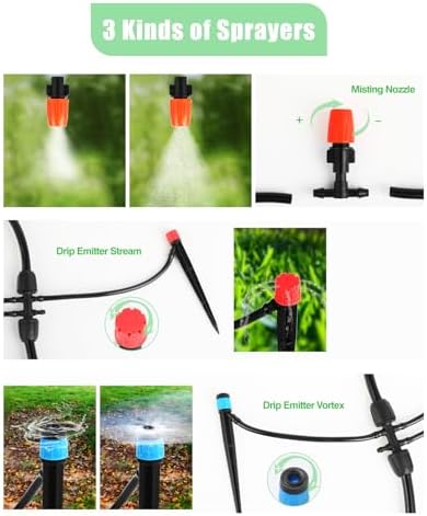 Drip Irrigation System for Watering Garden: 230FT Misting Sprinkler DIY Devices with Tubing Hose for Indoor Plants Outdoor Flower Beds Raised Growing Lawn Tree Patio Hydroponic - Image 3