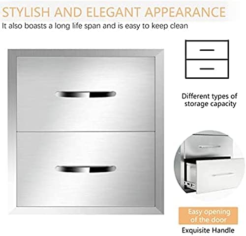 Stainless Steel Outdoor Kitchen BBQ Island Drawers - Flush Mount Triple Access, 18Wx23Dx15H - Image 4