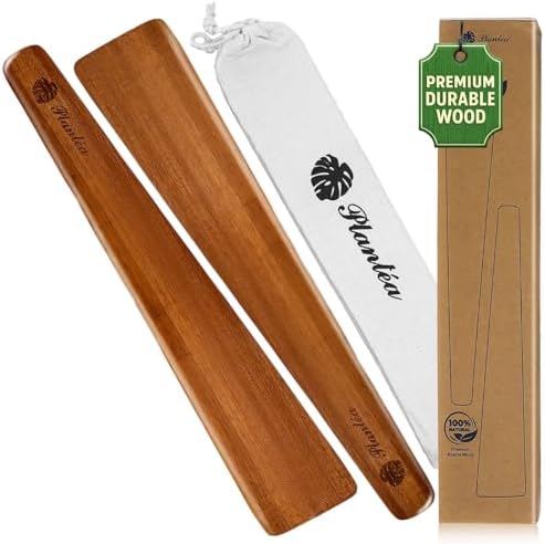 Wooden Spatula for Cooking Set of 2 – 12 Inch Acacia Wood Flat Spatula Turner & Flipper for Cast Iron, Eggs, Pancakes & Griddle by Plant%C3%A9a