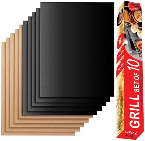 Set of 10 Grill Mats for Gas Grill, 15.75 x 13 Inch by Renook