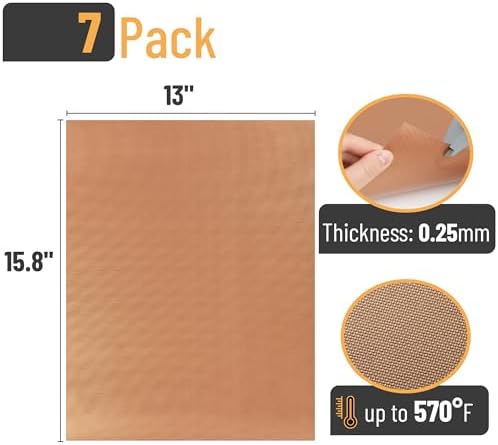 UNCO- Copper Grill Mats for Outdoor Grill, 13" x 15.8", 7 Pack, Nonstick Reusable Grilling Mats for Outdoor Grill, BPA and PFOA Free with PTFE-Fiberglass Coating - Image 2