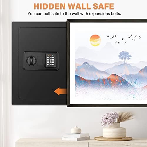 Black 17.72" Tall Wall Safe Between Studs with Combo Lock & Removable Shelf - Image 4