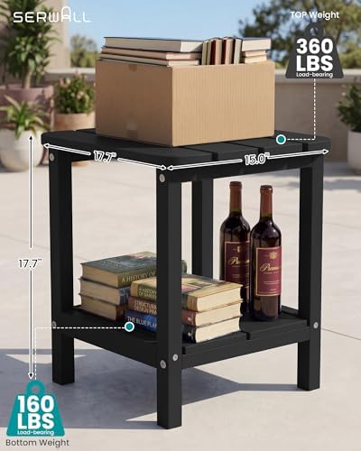 SERWALL Double Adirondack Side Set of 6, Table Rectangular End Table, Black - Image 2
